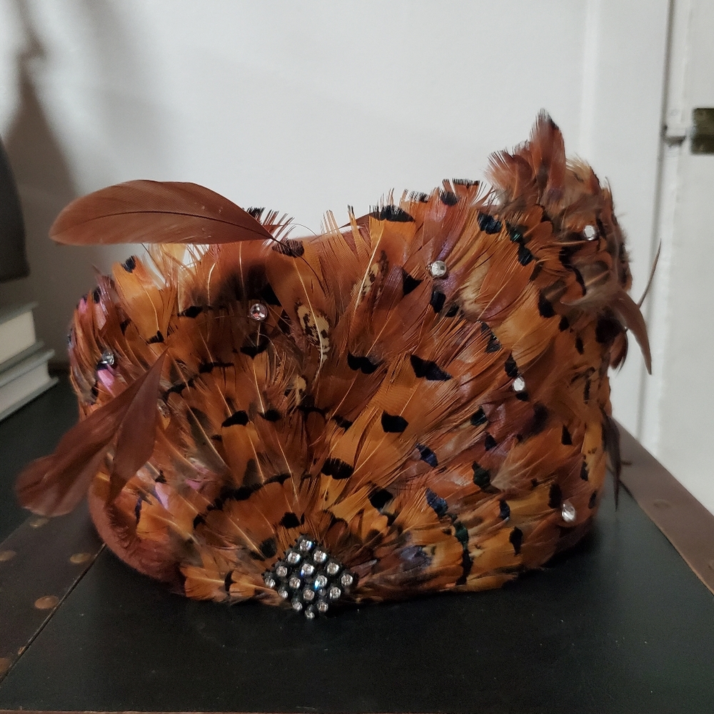 Vintage wool feathered hat